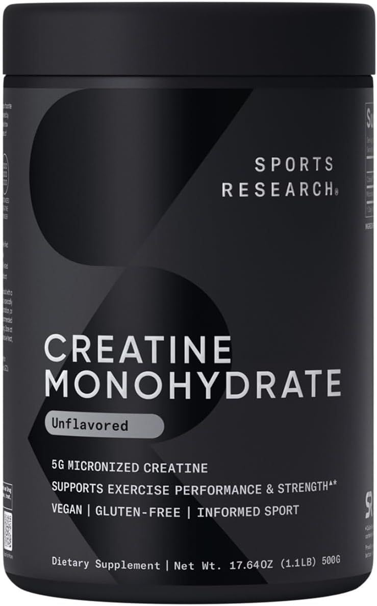 Sports Research Creatine Monohydrate - Gain Lean Muscle, Improve Performance and Strength and Support Workout Recovery - 5 g Micronized Creatine - 10.58 oz - Image 4