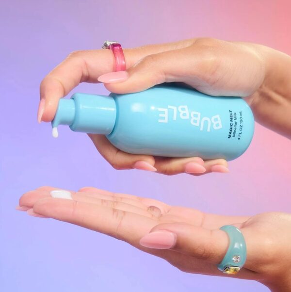 Bubble Skincare Magic Melt Makeup Remover - Micellar Milk Eye Makeup Remover Infused with Raspberry Seed Oil - Hydrating & Soothing Preppy Skikncare for Soft, Refreshed Skin (120ml) - Image 3