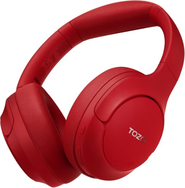 TOZO HT2 Hybrid Active Noise Cancelling Headphones, Wireless Over Ear Bluetooth Headset, 60H Playtime, Hi-Res Audio Custom EQ via App Deep Bass Comfort Fit Ear Cups, for Home Office Travel Black