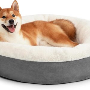 Love\'s cabin Round Donut Cat and Dog Cushion Bed, 30in Pet Bed for Medium or Large Dogs, Anti-Slip & Water-Resistant Bottom, Soft Durable Fabric Pet beds, Washable Calming Cat & Dog Bed Grey
