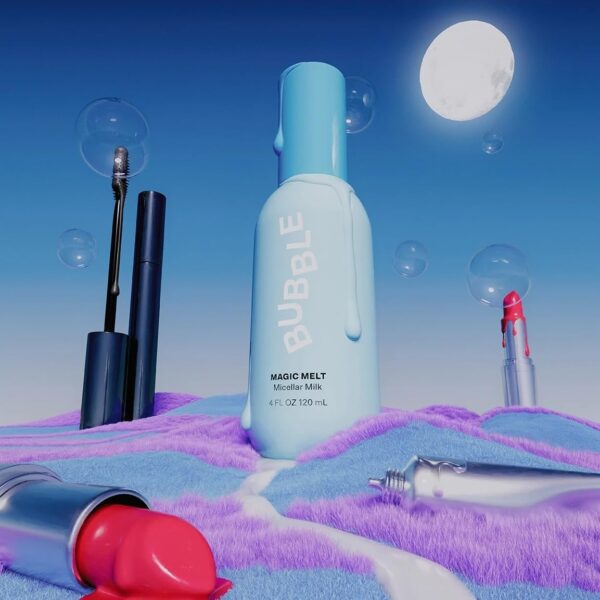 Bubble Skincare Magic Melt Makeup Remover - Micellar Milk Eye Makeup Remover Infused with Raspberry Seed Oil - Hydrating & Soothing Preppy Skikncare for Soft, Refreshed Skin (120ml) - Image 5