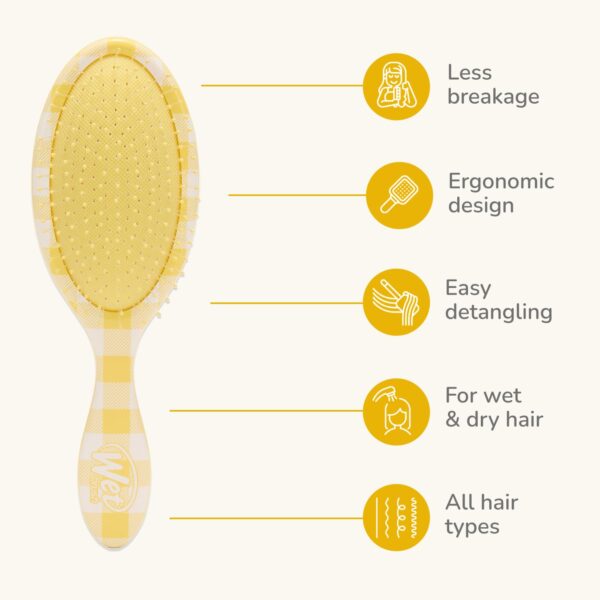Wet Brush Original Detangler Hair Brush, Golden Gingham (Coastal Charm) - Ultra-Soft IntelliFlex Bristles - Detangling Brush Glides Through Tangles For All Hair Types (Wet Dry & Damaged) - Women & Men - Image 4