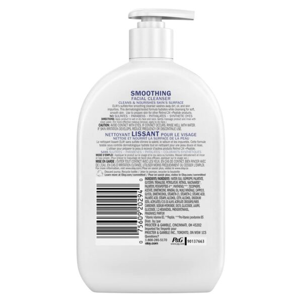 Olay Retinol 24 + Peptide Face Wash, Smoothing, Sulfate-Free, 16 oz - Image 2