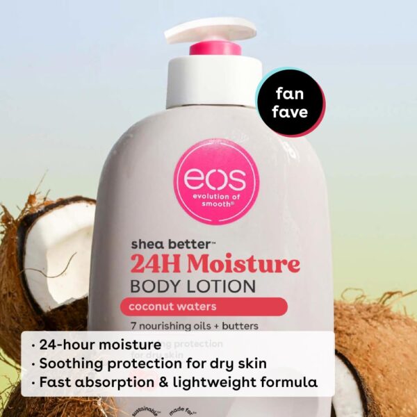 eos Shea Better Body Lotion- Coconut Waters, 24-Hour Moisture Skin Care, Lightweight & Non-Greasy, Made with Natural Shea, Vegan, 16 fl oz - Image 3