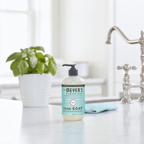MRS. MEYER\'S CLEAN DAY Hand Soap, Made with Essential Oils, Biodegradable Formula, Basil, 12.5 fl. oz - Image 6