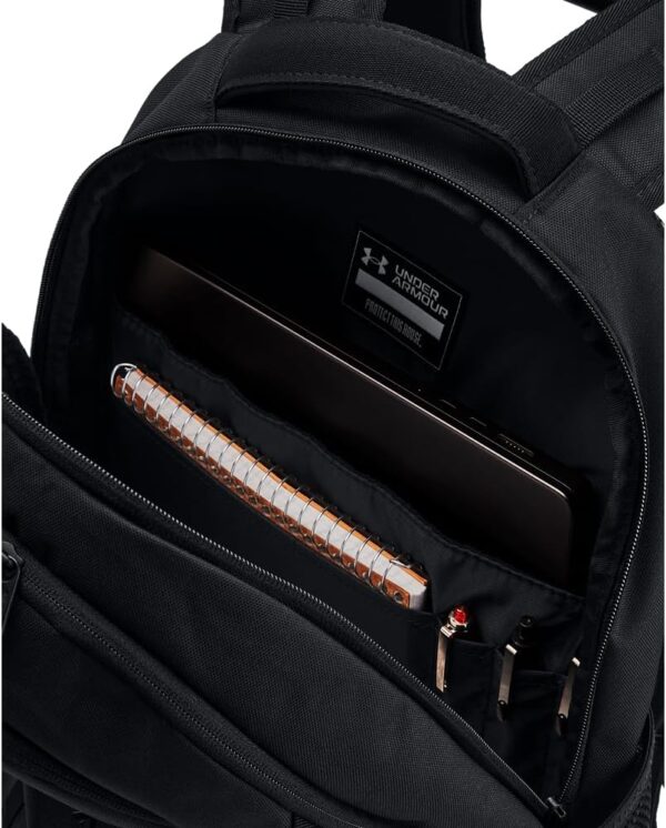 Under Armour Unisex-Adult Hustle 6.0 Backpack, (003) Black/Black/Black, One Size Fits Most - Image 4