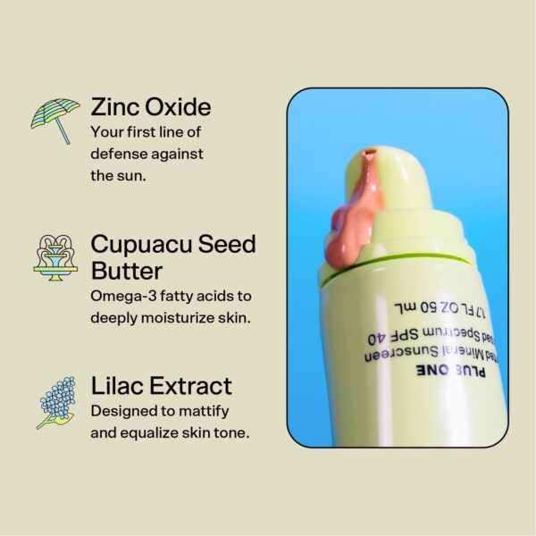 Bubble Skincare Daily Mineral Sunscreen Broad Spectrum SPF 40 - Tinted Sunscreen for Face with Zinc Oxide & Omega 3 Fatty Acids - Hydrating & Blurring Formula Suitable for All Skin Types (50ml) - Image 4