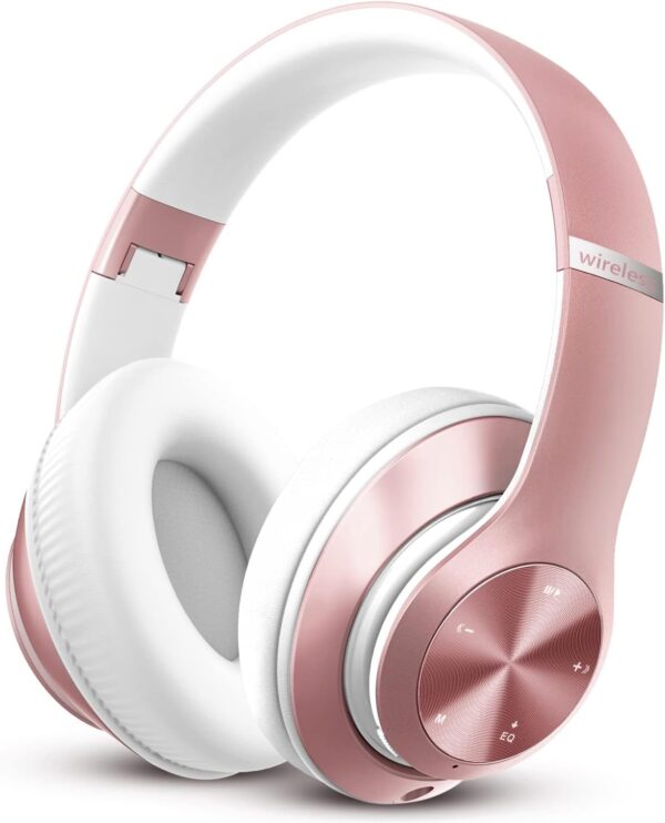Bluetooth Headphones Over Ear, 60 Hours Playtime Foldable Headphones Wireless Bluetooth Hi-Fi Stereo Deep Bass with 6 EQ Modes, Adjustable Lightweight Headset with Microphone, FM, SD/TF for Adults