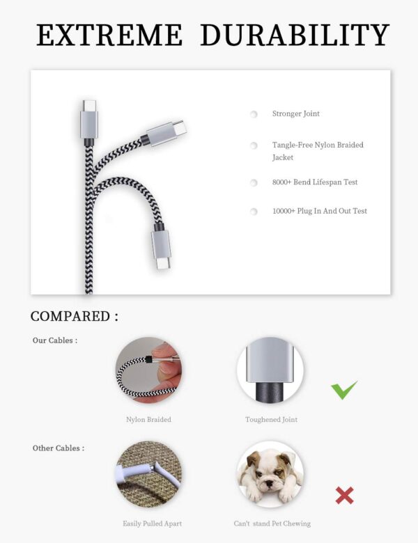 Teeind USB Type C Cable Fast Charging, Tpc001 5 Pack(6Ft 3A) Braided C Charger Cables Compatible with Samsung S10e/note 9/s10/s9/s8 Plus/A80/A50/A20 - Image 3