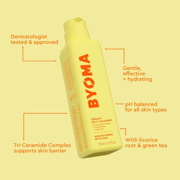 BYOMA Creamy Jelly Cleanser - Hydrating Facial Cleanser for Skin Barrier Repair -Tri-Ceramide Face Wash for Sensitive Skin & All Skin Types - Gently Removes Makeup & Excess Oil - 5.91 fl oz - Image 3