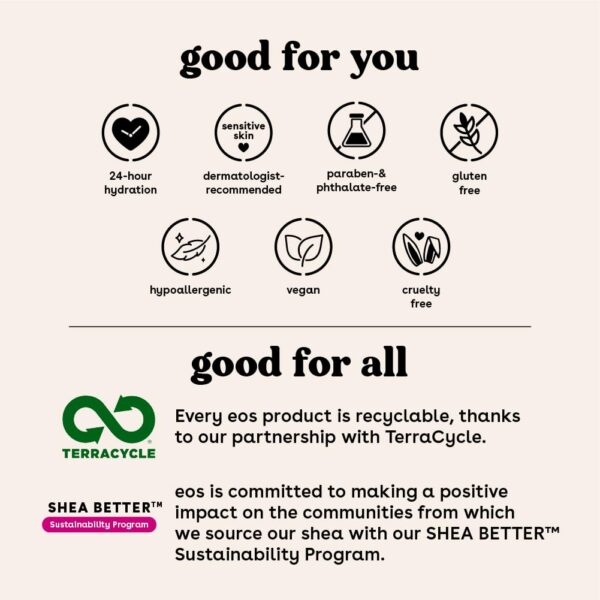 eos Shea Better Body Lotion- Coconut Waters, 24-Hour Moisture Skin Care, Lightweight & Non-Greasy, Made with Natural Shea, Vegan, 16 fl oz - Image 6