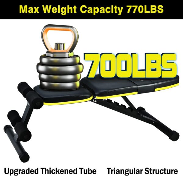 Adjustable Weight Bench, Foldable Workout Benches for Home Gym, 10 Backrest Position Exercise Bench for Strength Training, Upgraded Thickened Steel Support Max Capacity 700LBs - Image 4