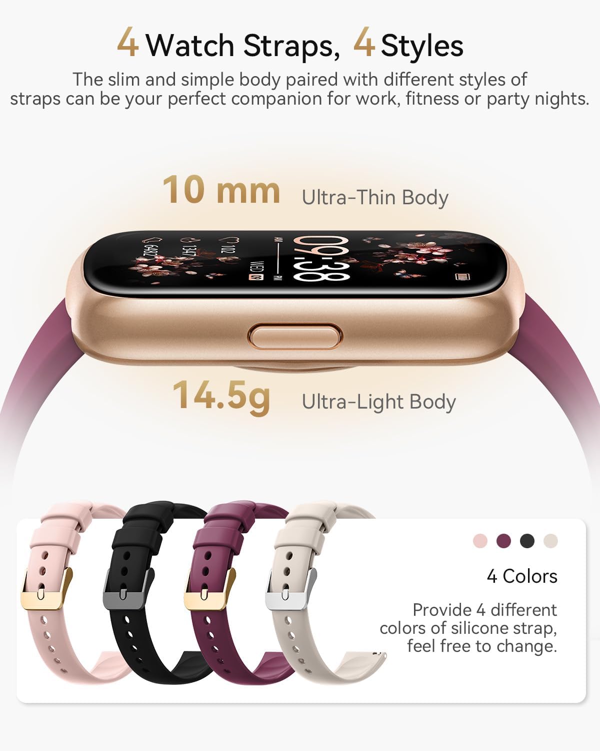 Fitness Tracker, Fitness Tracker Watches for Women with Heart Rate/Blood Oxygen/Sleep Monitor, 20+ Sports Modes Smart Watches for Women/Men, Activity & Step Tracker Smart Watch for Android/iOS Phones - Image 2