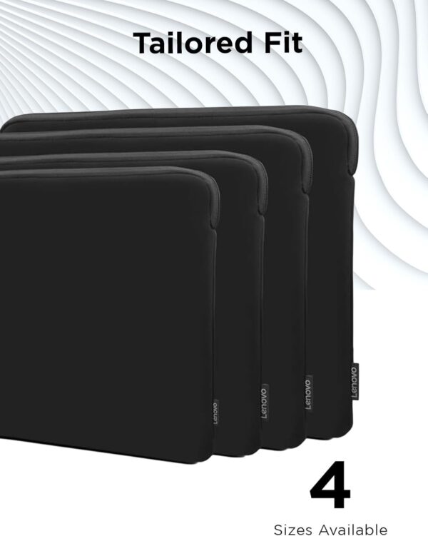 Lenovo Basic Laptop Sleeve 15.6 Inch Notebook/Tablet Compatible with MacBook Air/Pro Neoprene Material - Soft Fleece Lining - Zippered Top Opening - Black - Image 2