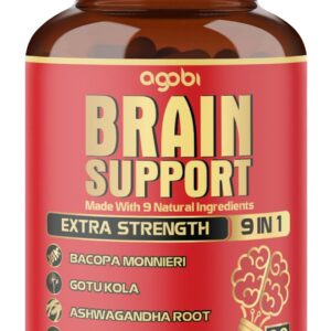 9in1 Brain Support Supplement - Concentrated Ashwagandha Root, Gotu Kola Powder, Bacopa Monnieri Powder and More - 90 Capsules - 3-Month Supply