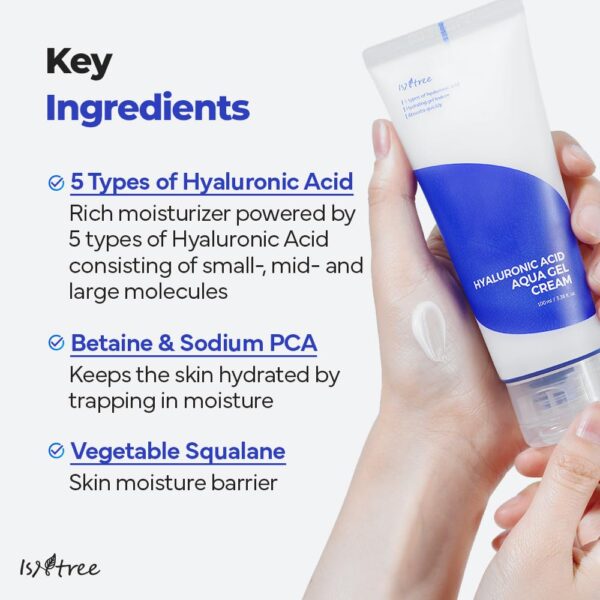 IsNtree Hyaluronic Acid Aqua Gel Cream 100ml, 3.38 fl.oz | Korean Skincare | Lightweight Hydrating Gel | Quick Absorbing Moisturizer - Image 5