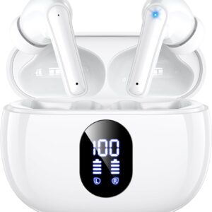 Wireless Earbuds, 2025 Ear Buds with Big Bass Stereo Sound, Lightweight Bluetooth Earbuds with 48 Hours Playtime, in-Ear Fit Earphones, IPX7, Hands-Free Calls with AI for iPhone, Android, Pad