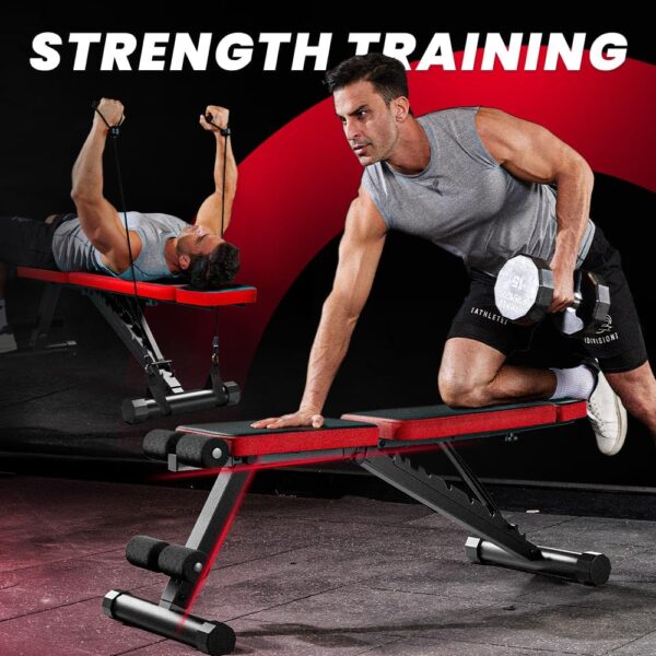 Adjustable Weight Bench, Workout Bench with Adjustable Headrest for Full Body Workout, Fast Folding 660LBS Stable Weight Bench for Versatile Workouts and Workout Bench for Home Gym - Image 6
