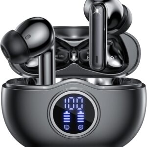 Wireless Earbuds Bluetooth Headphones 50H Playtime Ear Buds, Active Noise Cancelling, IPX7 Waterproof, HD Stereo Sound with Mic, for Sports/Gym (Black)