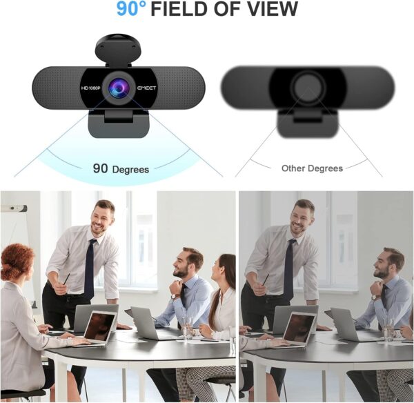 EMEET 1080P Webcam with Microphone, C960 Web Camera, 2 Mics Streaming Webcam, 90°FOV Computer Camera, Plug and Play USB Web Cam for Online Calling/Conferencing, Zoom/Skype/Facetime/YouTube, Laptop/PC - Image 5