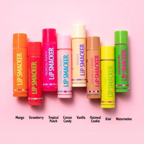 Lip Smacker Original & Best Holiday Flavored Lip Balm Party Pack, Oatmeal Cookie, Vanilla, Mango, Watermelon, Tropical Punch, Cotton Candy, Kiwi, Strawberry, Clear - Image 2