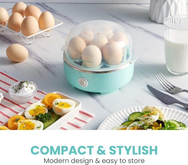 Elite Gourmet EGC115M Easy Egg Cooker Electric 7-Egg Capacity, Soft, Medium, Hard-Boiled Egg Cooker with Auto Shut-Off, Measuring Cup Included, BPA Free, Retro Mint - Image 3