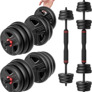 Adjustable Dumbbells, 20/30/40/55/60/70/80/90lbs Free Weight Set with Connector, 2 or 3 in 1 Dumbbells Used as Barbell, Kettlebells, Fitness Exercises for Home Gym Suitable for Men/Women