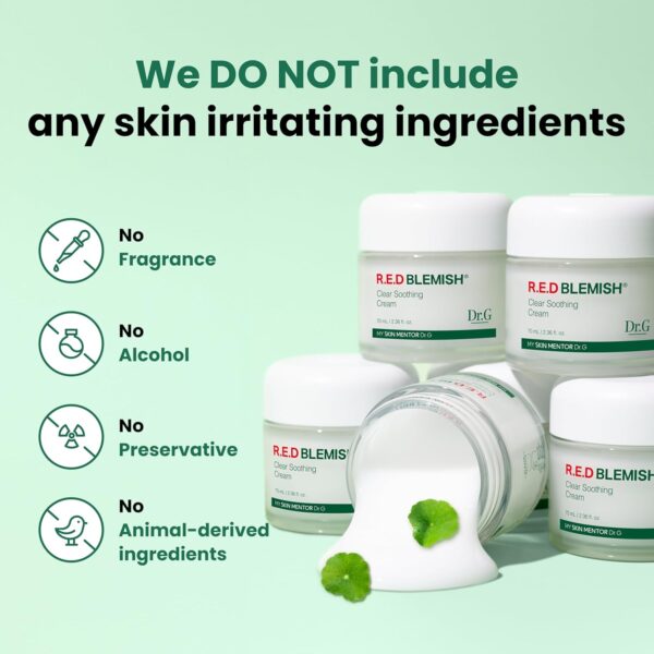 Dr.G Red Blemish Clear Soothing Korean Moisturizer Face Cream, 70ml - Cica Cream, Korean Skin Care Moisturizer, Korean Face Moisturizer, Facial Moisturizer, Korean Skincare, K Beauty Skincare Coreano - Image 6