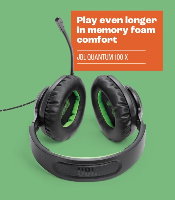 JBL Quantum 100X - Wired Over-Ear Gaming Headset with a Detachable mic, QuantumSOUND Signature, Memory Foam Comfort, Compatible with Windows Sonic Surround Sound (Black) - Image 3