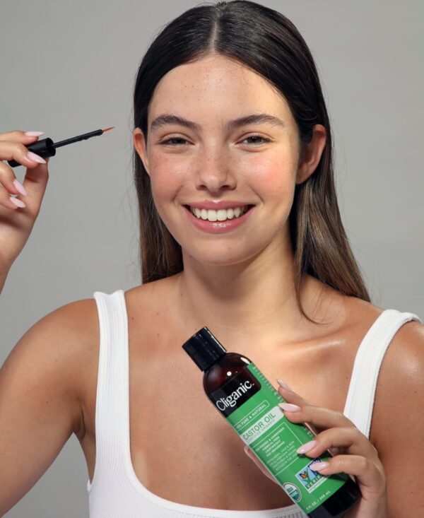 Cliganic USDA Organic Castor Oil, 100% Pure (8oz with Eyelash Kit) - For Eyelashes, Eyebrows, Hair & Skin | Natural Cold Pressed Unrefined Hexane-Free - Image 3