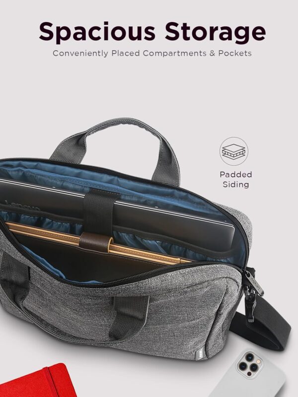 Lenovo Laptop Carrying Case T210, 15.6-Inch Laptop and Tablet, Sleek Design, Durable and Water-Repellent Fabric, Business Casual or School, GX40Q17231 Casual Toploader - Grey - Image 5