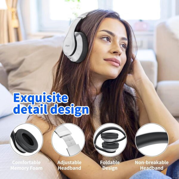 Uliptz Wireless Bluetooth Headphones, 65H Playtime, 6 EQ Sound Modes, HiFi Stereo Over Ear Headphones with Microphone, Foldable Lightweight Bluetooth 5.3 Headphones for Travel/Office/Cellphone/PC - Image 4