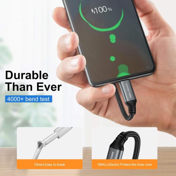 USB Type-C to A Cable 5pack 6ft Braided Fast Charging 3A Quick Charger Cord, 6 Foot Compatible iPhone 16/15,Samsung Galaxy S10 S9 S8 Plus, Note 10 9 8, LG V50 V40 G8 G7(Grey) - Image 2