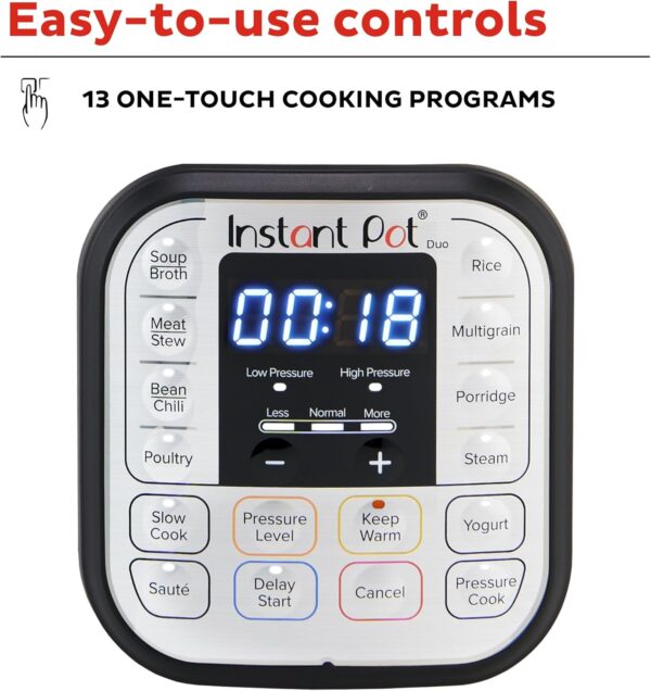 Instant Pot Duo 7-in-1 Electric Pressure Cooker, Slow Cooker, Rice Cooker, Steamer, Sauté, Yogurt Maker, Warmer & Sterilizer, Includes App With Over 800 Recipes, Stainless Steel, 8 Quart - Image 6