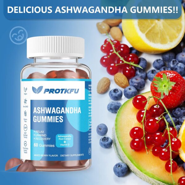 2 Pack Ashwagandha Gummies & Vitamin D3 Gummies Organic Aswangdha Supplement for Improve Sleep, Stress Relief & Mood Calm (Non-GMO, Gluten-Free & Sugar Free) - Image 6