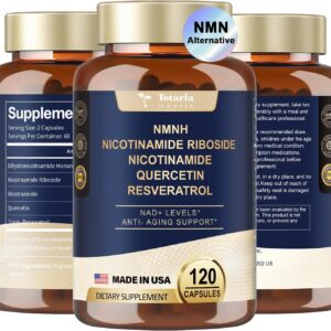 NMNH (Dihydronicotinamide Mononucleotide), NMN Alternative Supplement w/Niacinamide (Vitamin B3), Quercetin, Trans-Resveratrol, Support NAD+, Skin Cell Health*, Anti-Aging & Energy, 120 Caps