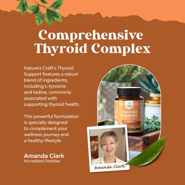Herbal Thyroid Support Complex - Potent Kelp Iodine Supplement with L Tyrosine, Bladderwrack, Selenium & Pure Ashwagandha for Hormone Balance - Mood & Energy Dietary Pills - 60 Capsules - Image 2