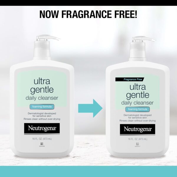 Neutrogena Fragrance Free Ultra Gentle Foaming Daily Cleanser, Hydrating Face Wash for Sensitive Skin, Removes Makeup & Gently Cleanses Without Over Drying, Hypoallergenic, 16 fl. oz - Image 3