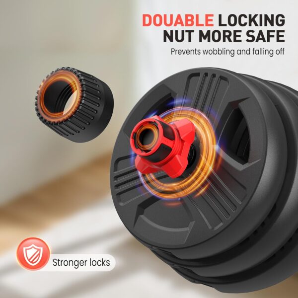 Adjustable Dumbbells, 20/30/40/55/60/70/80/90lbs Free Weight Set with Connector, 2 or 3 in 1 Dumbbells Used as Barbell, Kettlebells, Fitness Exercises for Home Gym Suitable for Men/Women - Image 6