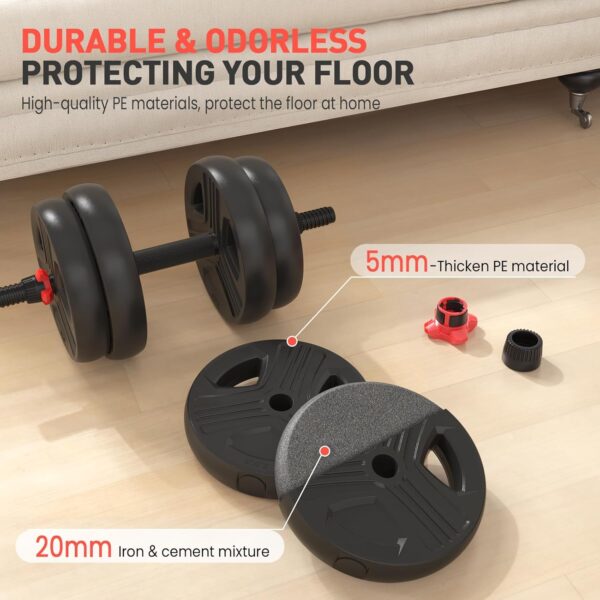 Adjustable Dumbbells, 20/30/40/55/60/70/80/90lbs Free Weight Set with Connector, 2 or 3 in 1 Dumbbells Used as Barbell, Kettlebells, Fitness Exercises for Home Gym Suitable for Men/Women - Image 3