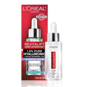 L\'Oreal Paris Revitalift 1.5% Pure Hyaluronic Acid Face Serum, Hydrate & Reduce Wrinkles, Fragrance Free 1 oz