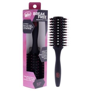 Wet Brush Straighten & Style Round Brush - for All Hair Types - A Perfect Blow Out with Less Pain, Effort and Breakage - Open Barrel Design For High Speed Drying In Less Time, Black