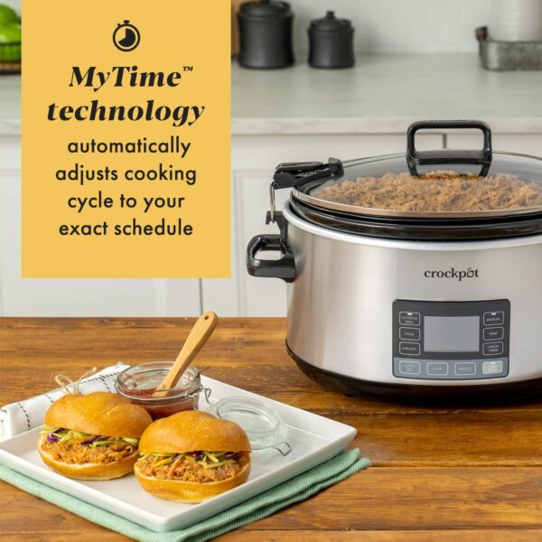 Crock-Pot 7-Quart Slow Cooker, Portable Programmable with Timer, Locking Lid, Stainless Steel; an Essential Kitchen Appliance, Perfect for Families and Gatherings - Image 3
