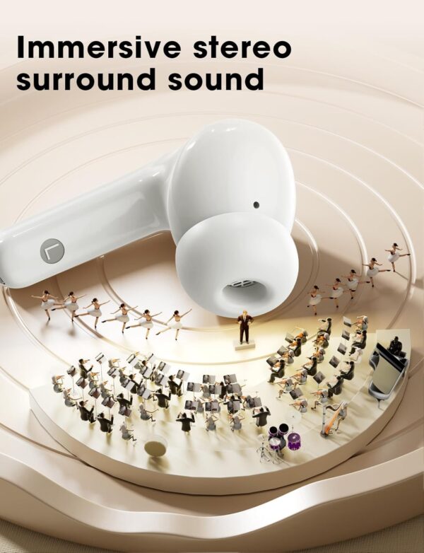 Wireless Earbuds, 2025 Ear Buds with Big Bass Stereo Sound, Lightweight Bluetooth Earbuds with 48 Hours Playtime, in-Ear Fit Earphones, IPX7, Hands-Free Calls with AI for iPhone, Android, Pad - Image 2