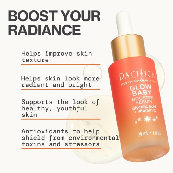 Pacifica Vitamin C Face Serum - Glow Baby Booster Facial Serum - Glycolic Acid Serum For Face - Dark Spot Corrector Anti Aging Brightening - Dermatologist Tested, Fragrance Free, Clean Skin Care Vegan - Image 5