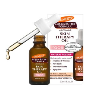 Palmer\'s Cocoa Butter Formula Moisturizing Skin Therapy Face Oil, 1 Oz, Hydrating Face Moisturizer with Vitamin E, C & 10 Pure Facial Oil Blend, Helps Reduce Fine Lines & Dark Spots, Rosehip Fragrance