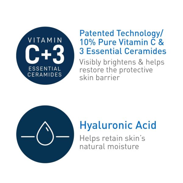 CeraVe Vitamin C Serum with Hyaluronic Acid, Skin Brightening Serum for Face with 10% Pure Vitamin C, Fragrance Free, 1 Fl. Oz - Image 4