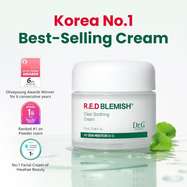 Dr.G Red Blemish Clear Soothing Korean Moisturizer Face Cream, 70ml - Cica Cream, Korean Skin Care Moisturizer, Korean Face Moisturizer, Facial Moisturizer, Korean Skincare, K Beauty Skincare Coreano - Image 2