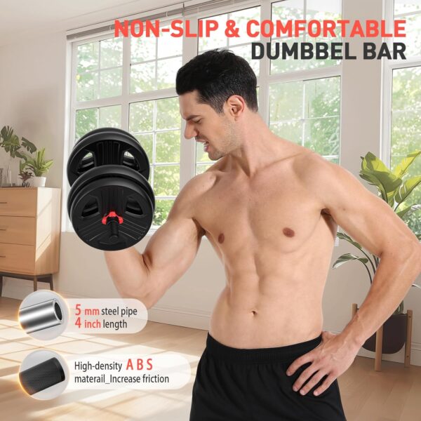 Adjustable Dumbbells, 20/30/40/55/60/70/80/90lbs Free Weight Set with Connector, 2 or 3 in 1 Dumbbells Used as Barbell, Kettlebells, Fitness Exercises for Home Gym Suitable for Men/Women - Image 4