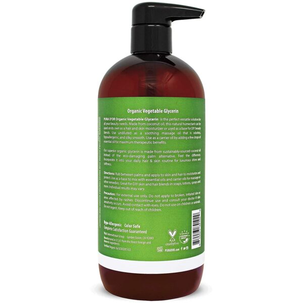 PURA D\'OR 100% Pure USDA Organic Vegetable Glycerin Premium Grade Derived from Coconut Oil 24 Fl oz - Image 2